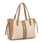 Voticon Two-Tone Drawstring Tote Bag – Cream & Tan with Gold Tipped Ties - Image 2