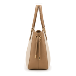 Voticon Two-Tone Drawstring Tote Bag – Cream & Tan with Gold Tipped Ties - Image 3