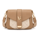 Voticon Monogram Envelope Crossbody Bag – Tan with Chevron Strap