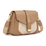 Voticon Monogram Envelope Crossbody Bag – Tan with Chevron Strap - Image 2