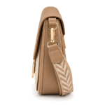 Voticon Monogram Envelope Crossbody Bag – Tan with Chevron Strap - Image 3